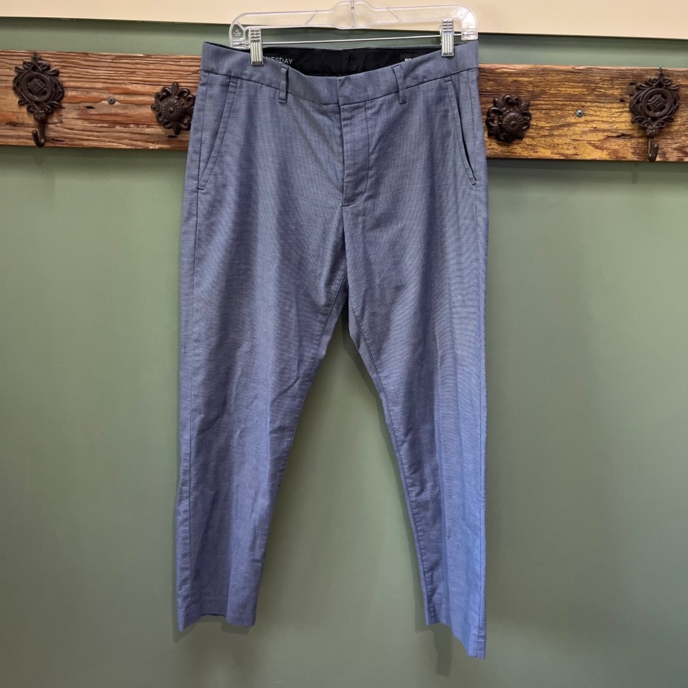 Bonobos Athletic Fit Blue Micro Pattern Chino Pants Mens 31x30 Dress Trousers